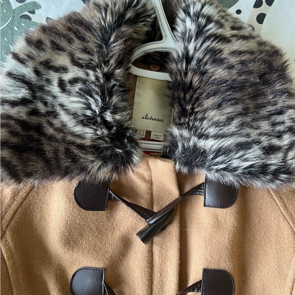 Anthropologie Elevenses elegant pea coat with removable faux fur - Picture 4 of 11